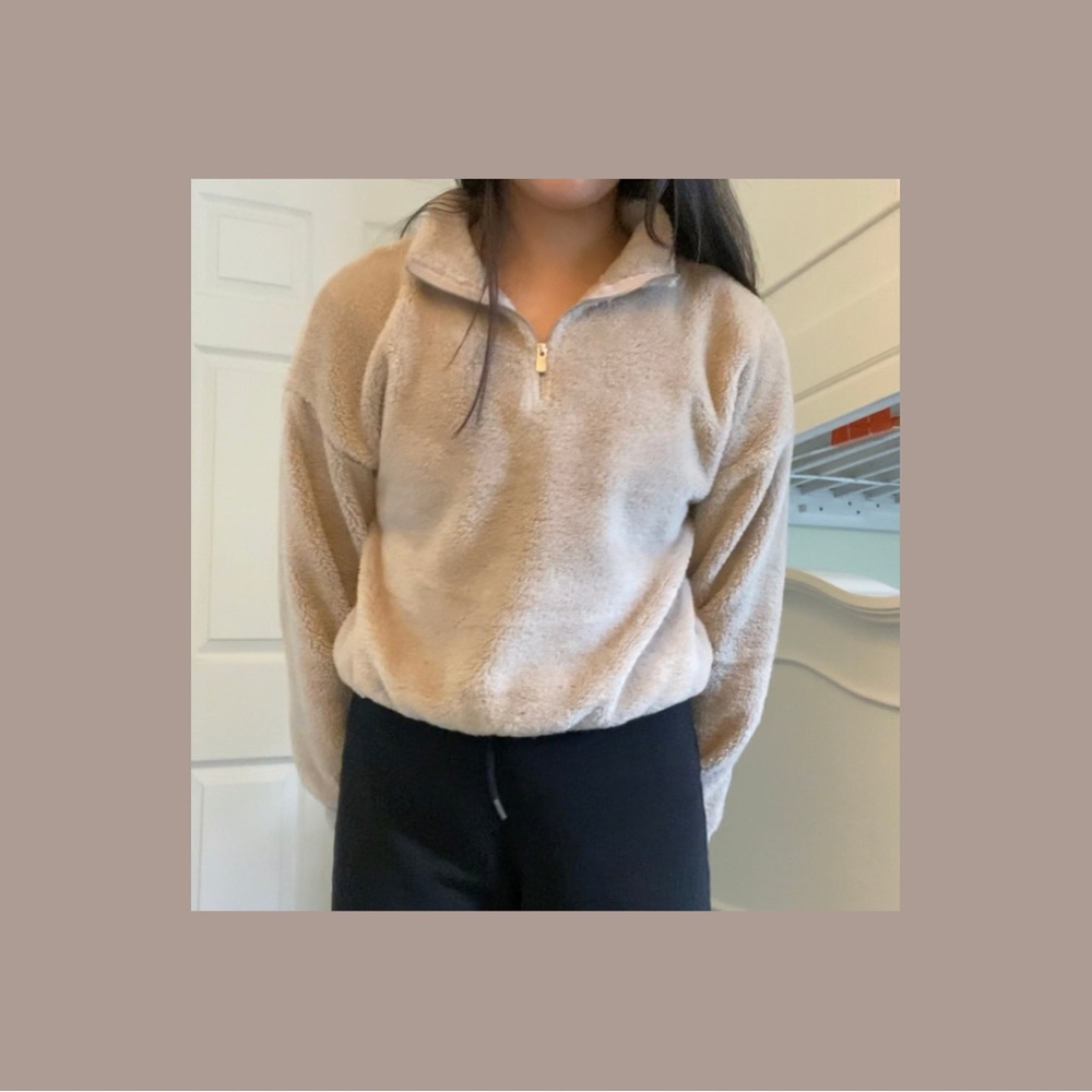 TAN TEDDY QUARTER ZIP